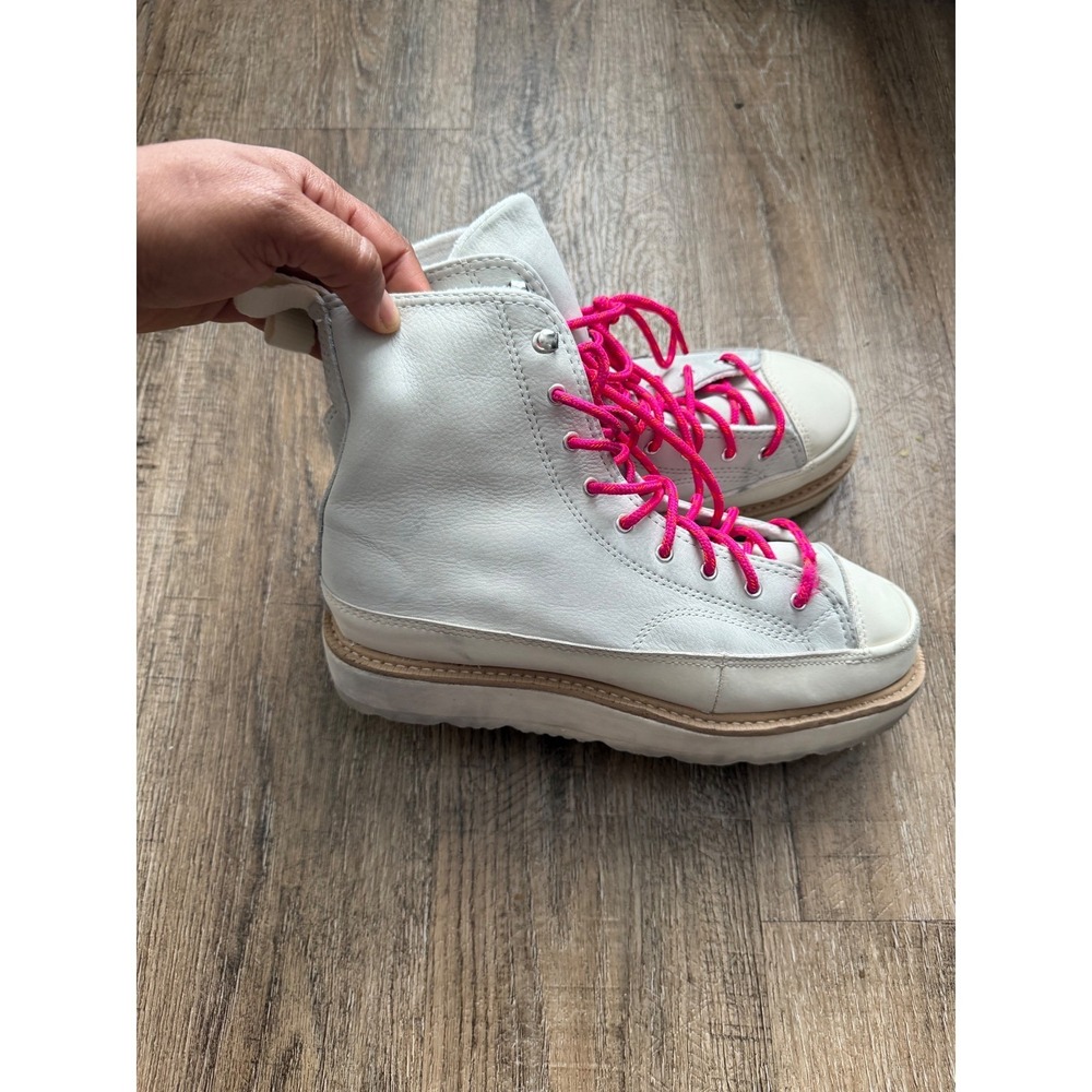 Converse‎ Chuck Taylor All Star Crafted Boot Ghost White Leather Pink Laces w 7 - Picture 2 of 9